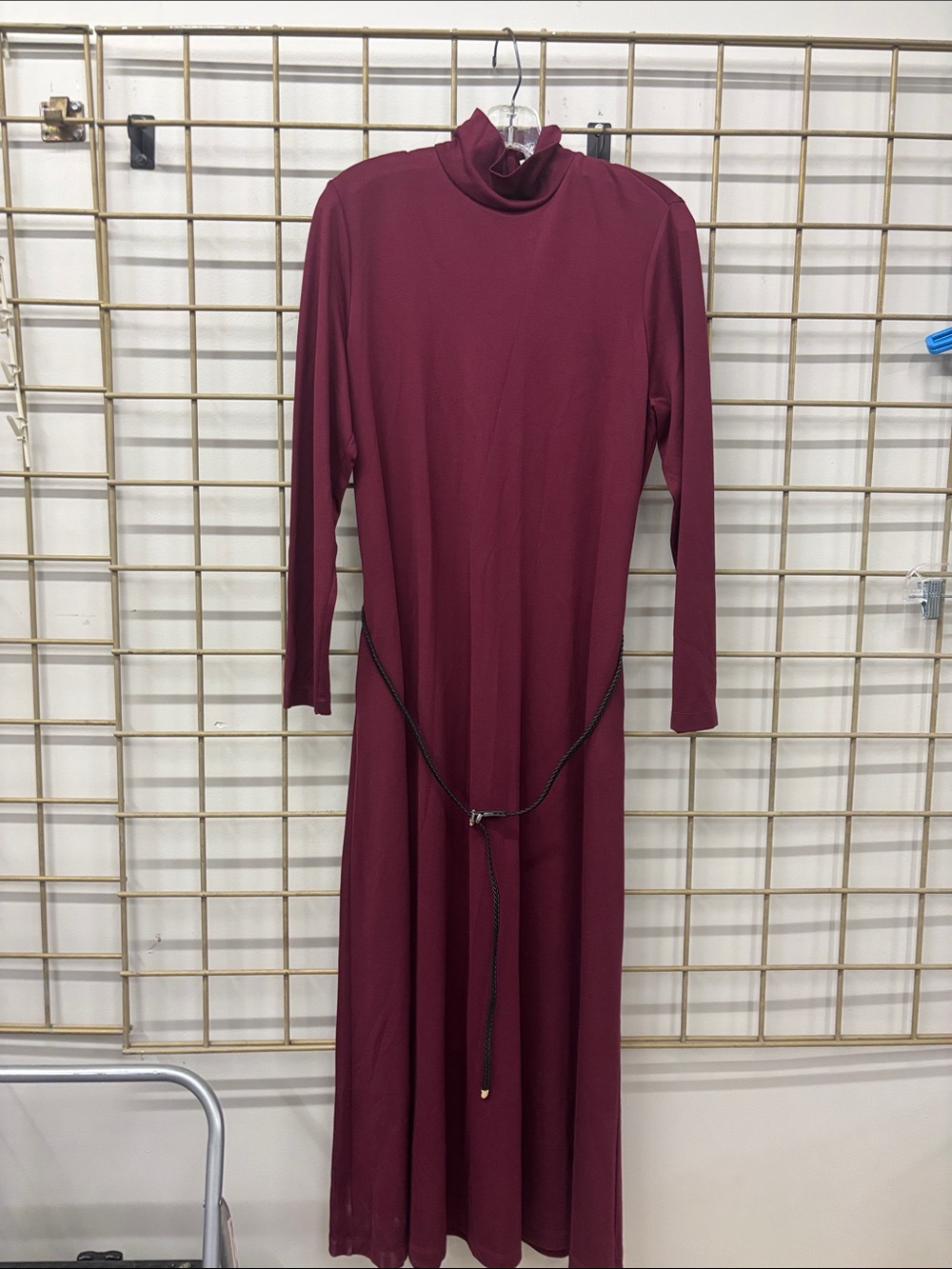 Anne Klein Wine Long-Sleeve Turtleneck Maxi Dress